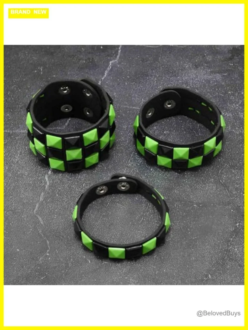 3 Pcs Adjustable Punk Studded Faux Leather Gothic Bracelet Set